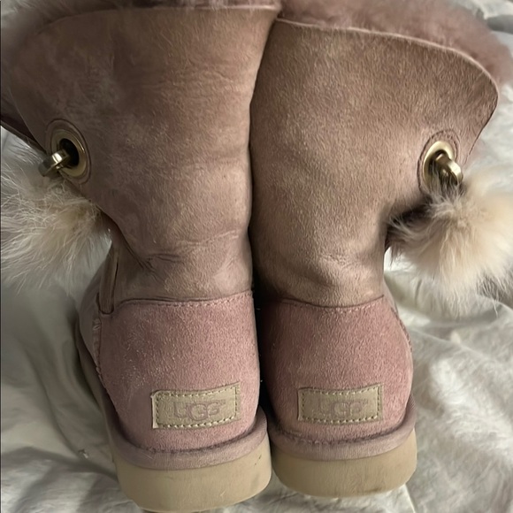 UGG Pink Winter Boots with Fluffy Trim - Picture 6 of 16